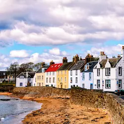The vibrant, colourful houses lining the waterfront in Anstruther, Fife